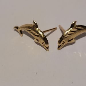 Gold Dolphin stud earrings